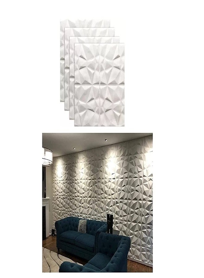 Lukzer 4PC 3D Foam Wallpaper Hard Waterproof Wall Sticker for Home, Bedroom, Office, Living Room, Café Decoration (Diamond / 70 x 70cm) - Image 1